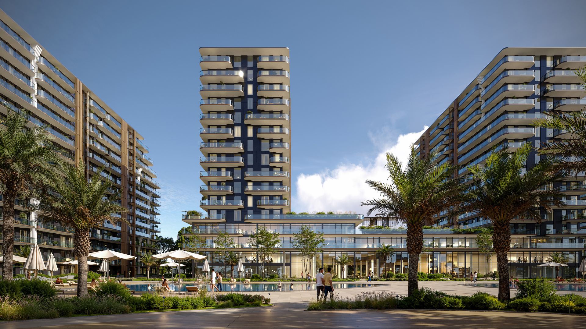 Апарт-отель Aparthotel YES на курорте Sea Breeze в Нардаране — рендер фасада