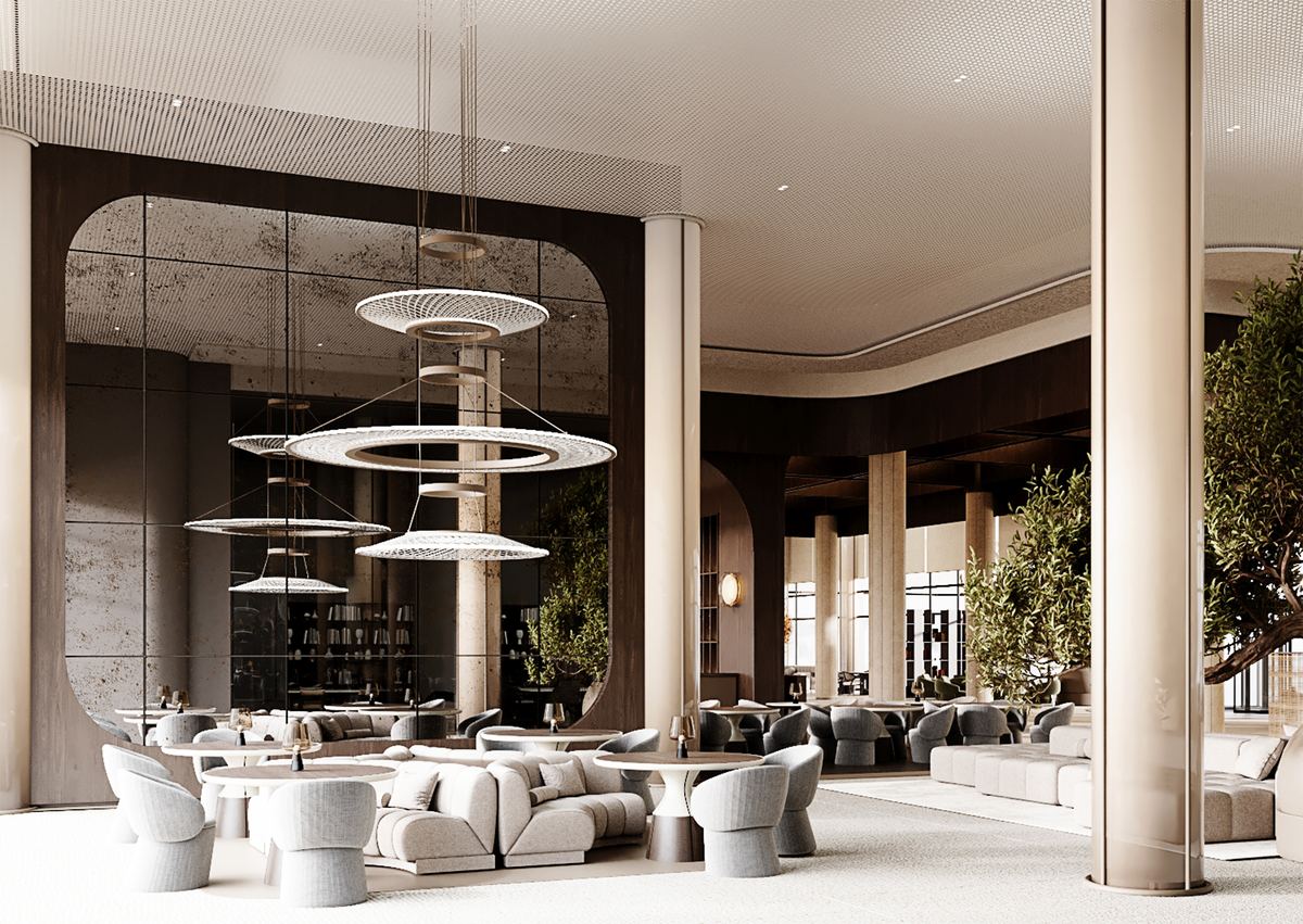 Лаунж Aparthotel YES с дизайнерскими светильниками