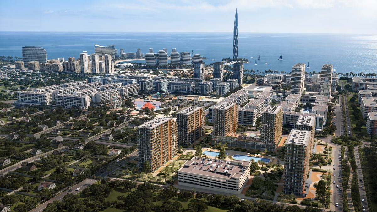 Курорт Sea Breeze в Баку с высоты — расположение Aparthotel YES у Каспийского моря