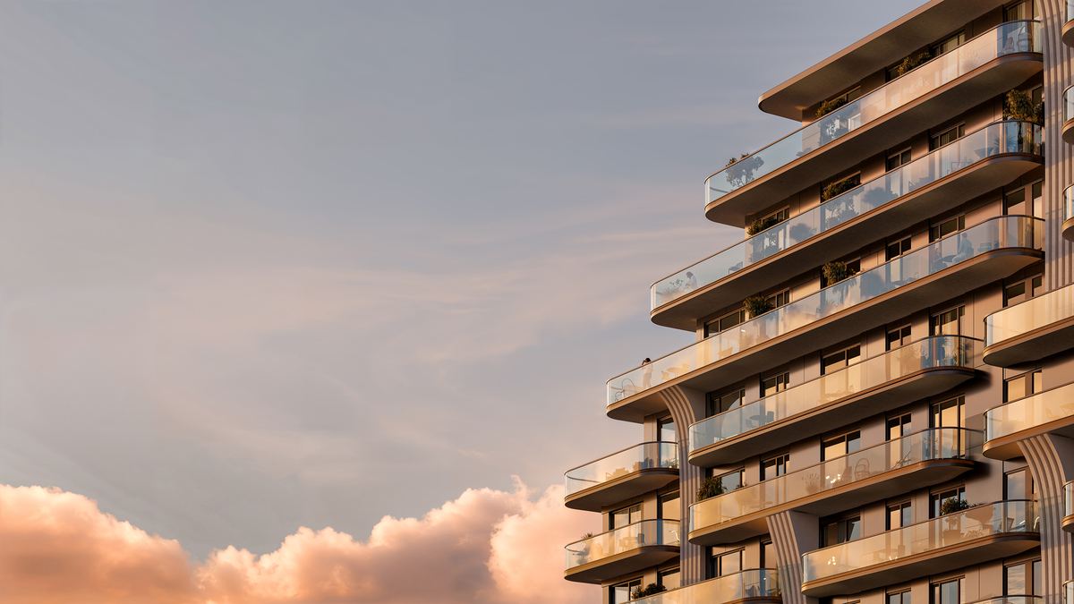 Фасад Aparthotel YES с балконами на закате — Sea Breeze, Баку