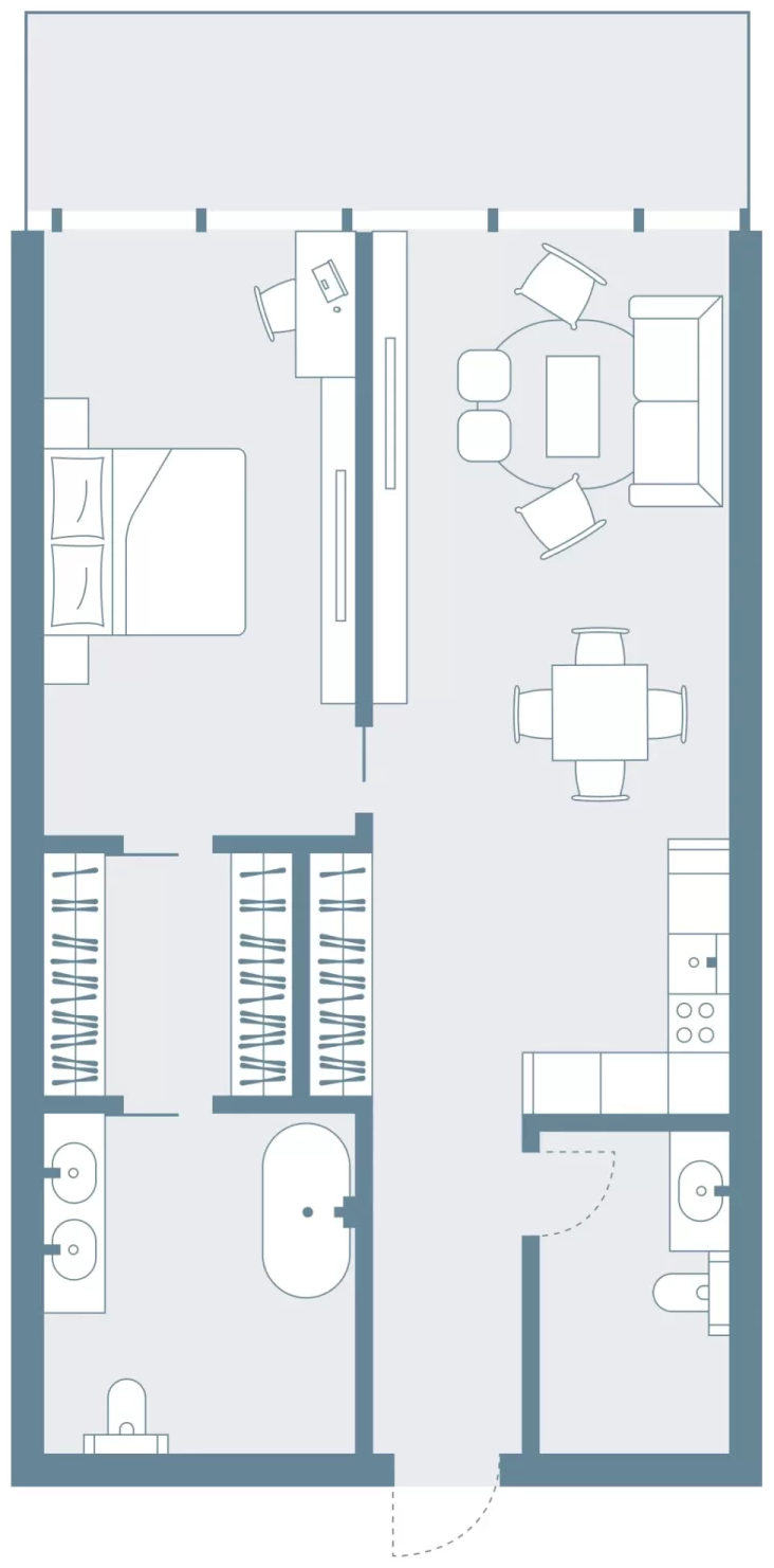 Планировка 1+1 102,6 м² в Caspian Dreamliner — схема