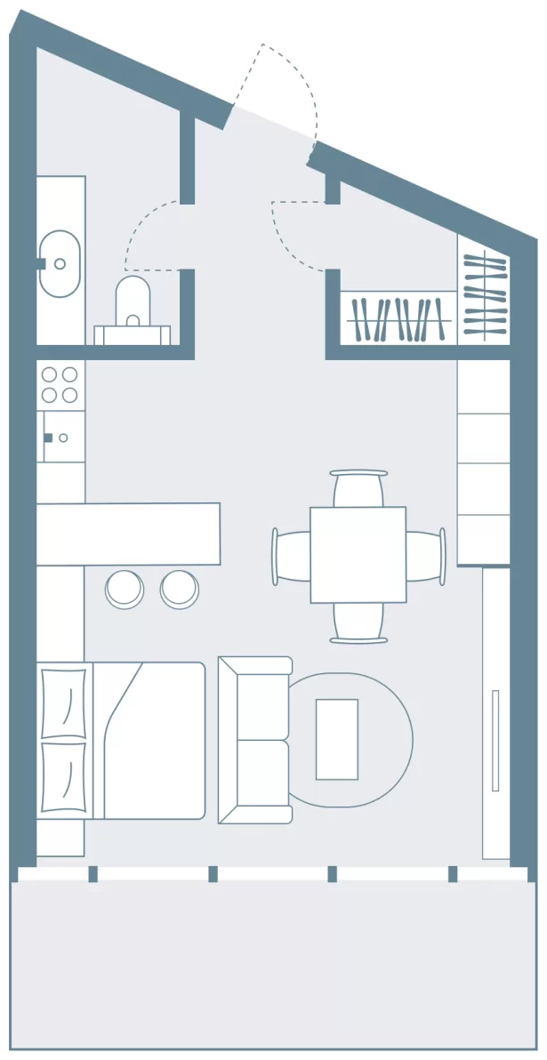 Планировка Studio 64,7 м² в Caspian Dreamliner — схема
