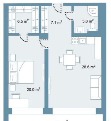 Планировка 2 bedrooms 100,3 м² в Park Residences 5 — схема