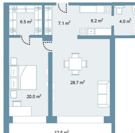Планировка 2 bedrooms 102 м² в Park Residences 5 — схема