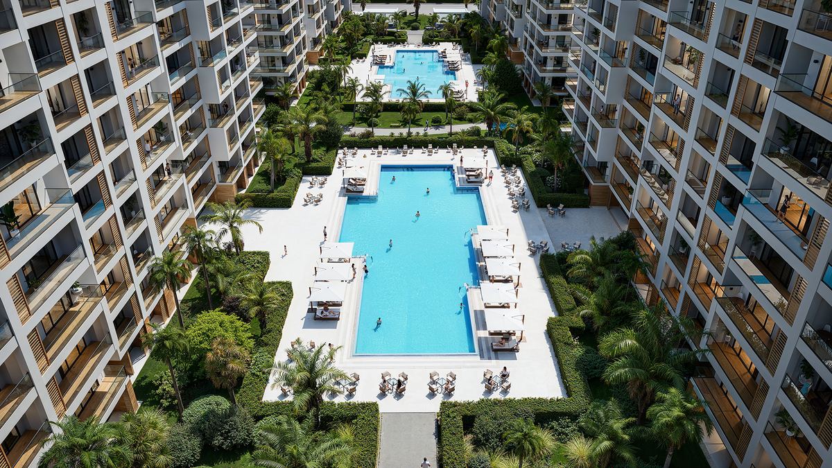 Двор с бассейном Park Residences 5 — вид сверху