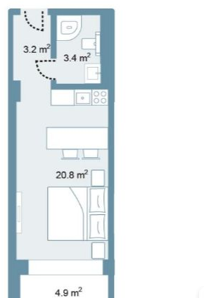 Планировка Studio 39,9 м² в Park Residences 5 — схема