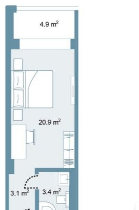 Планировка Studio 40 м² в Park Residences 5 — схема