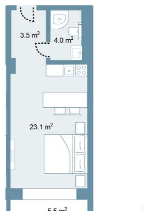 Планировка Studio 43,9 м² в Park Residences 5 — схема