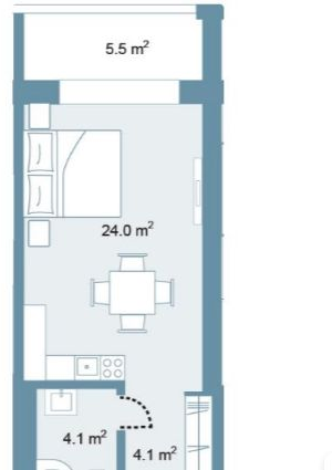 Планировка Studio 45,7 м² в Park Residences 5 — схема