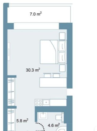 Планировка Studio 59,5 м² в Park Residences 5 — схема