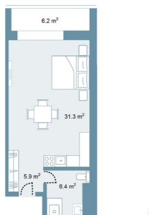 Планировка Studio 60,6 м² в Park Residences 5 — схема
